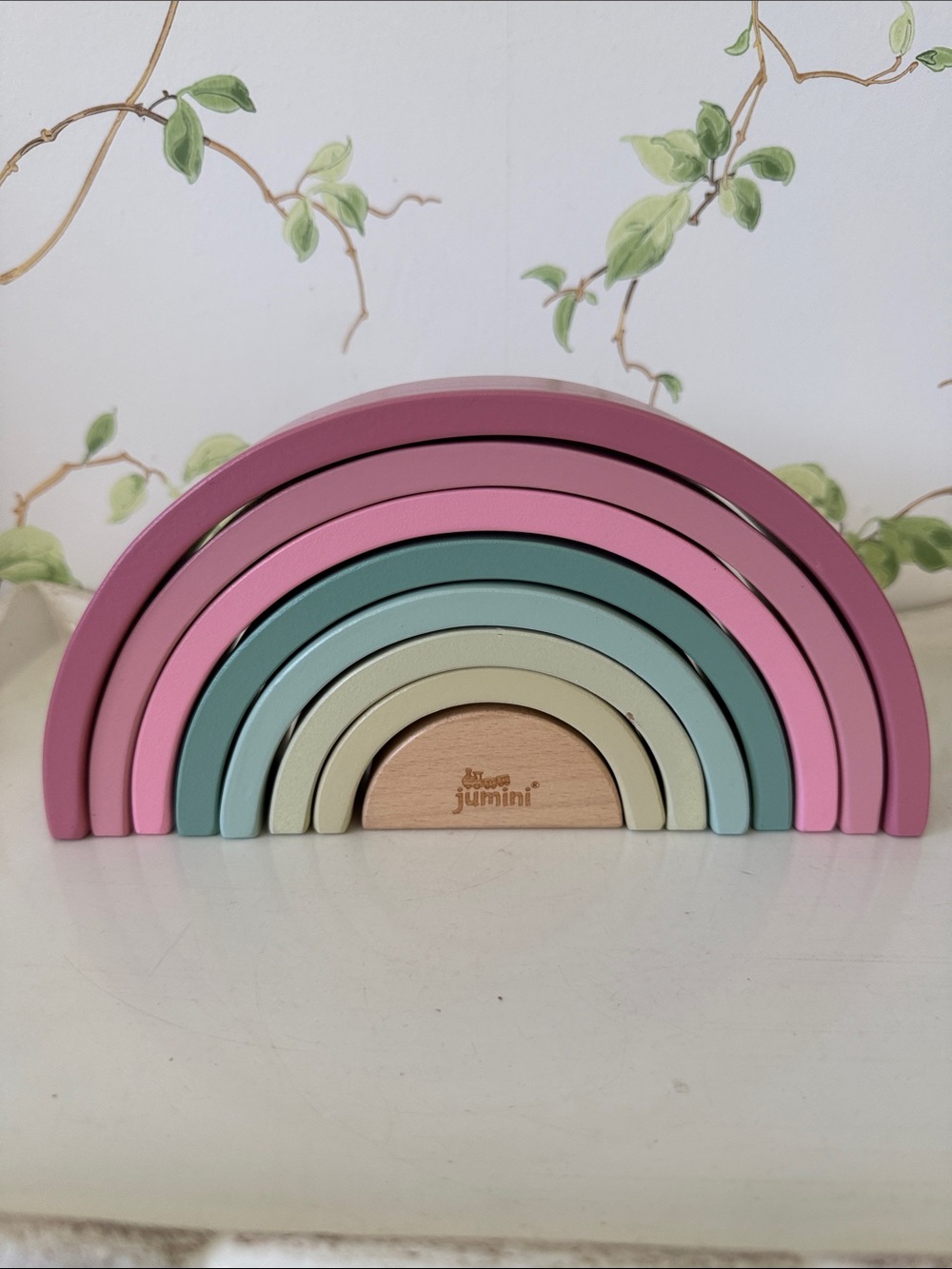 Jumini Wooden Pastel Rainbow Stacking Toy - United Kingdom